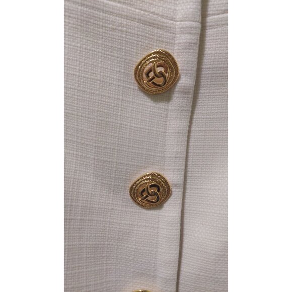 NWT Commense Women's Medium White Textured Blazer Gold Buttons~Shoulder Pads - Picture 8 of 9
